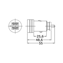 Adattatore presa corrente doppio USB con cappuccio 12/24V OS1451715