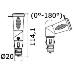 Adattatore presa corrente snodato con doppia USB 12/24V OS1451714