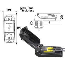 Scanstrut Doppia presa USB IPX6 OS1419567