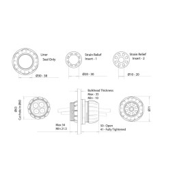 Passa paratia per grandi cavi fino a 4 cavi da 7 a 15mm OS1417504