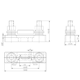 Victron Portafusibile BANL-E 90x22mm Interasse 60mm Vite 10mm OF010150