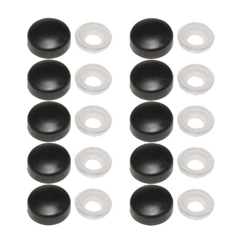 Kit 10 pezzi Sottovite con copritesta in nylon Nero per viti 4,8-6mm