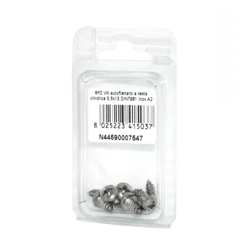 Viti autofilettanti a testa cilindrica DIN7981 Inox A2 5,5x13mm 8pz