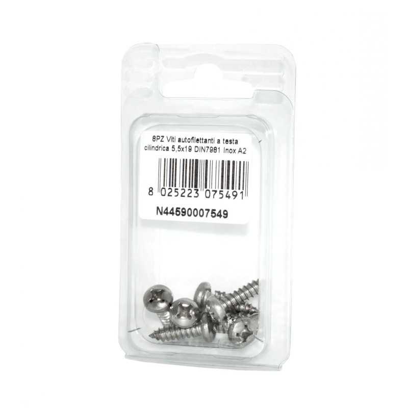 Viti autofilettanti a testa cilindrica DIN7981 Inox A2 5,5x19mm 8pz