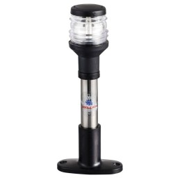 Asta Compact con tubo in acciaio inox con Fanale 360° Nero 20cm