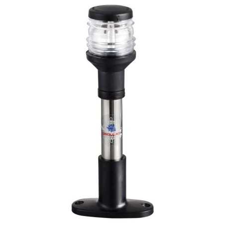 Asta Compact con tubo in acciaio inox con Fanale 360° Nero 20cm