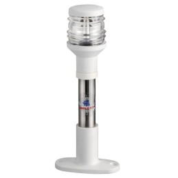 Asta Compact con tubo in acciaio inox con Fanale 360° Bianco 20cm