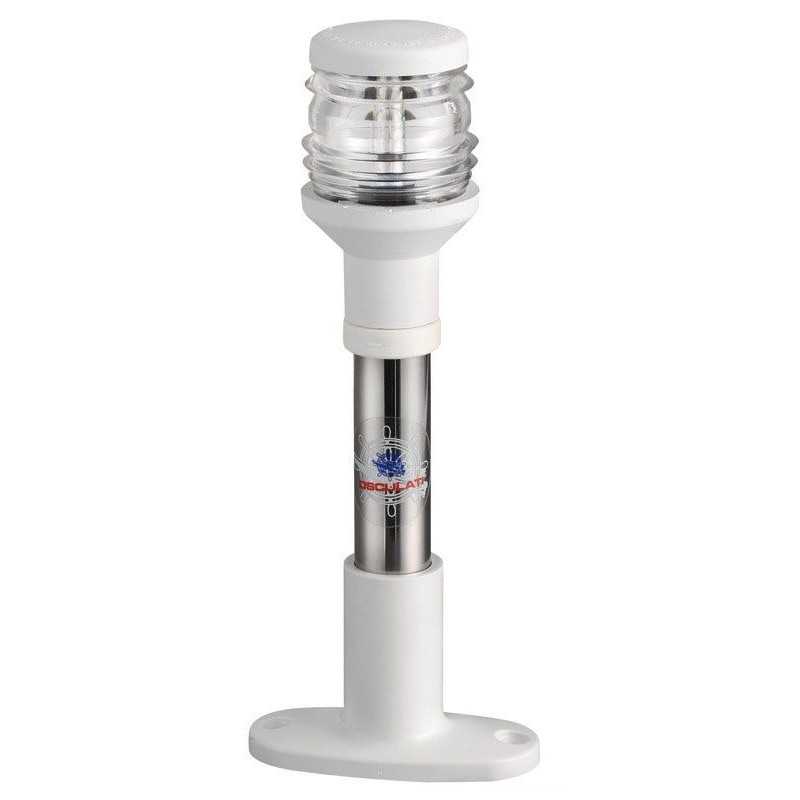 Asta Compact con tubo in acciaio inox con Fanale 360° Bianco 20cm