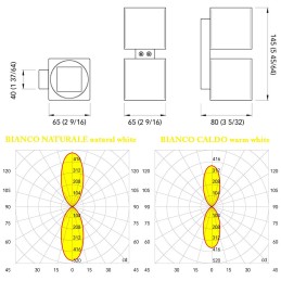 Quick Applique LED Alluminio QB TWINS 6+6W IP40 2 LED Bainco Caldo