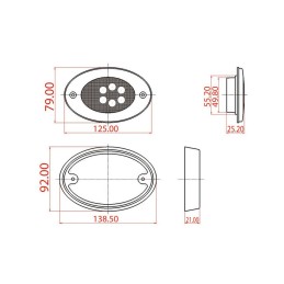 Plafoniera a 6 LED 12V 3W 138x92mm Bianco N50326501140