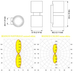 Quick Applique LED Alluminio TB TWINS 4+4W con 2 POWER LED B.Caldo