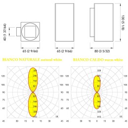 Quick Applique LED Alluminio QB TOWER 4+4W IP40 2 POWER LED B.Caldo