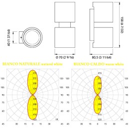 Quick Applique LED Alluminio TB TWINS 6+6W con 2 POWER LED B.Caldo