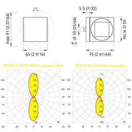 Quick Applique LED Alluminio QB COMPASS 2+2W IP40 2 LED B.Caldo