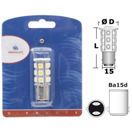 Lampadina BA15D LED 12/24V 4W 400Lm 2700K Bianca Calda OS1444313