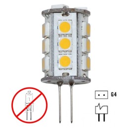 Lampadina a 18LED 10-15V 3W 3000K Bianca Calda G4 18SMD-5050