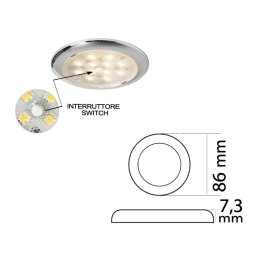 Plafoniera LED Procion 12/24V 2,6W Bianco 3000K con interrutore