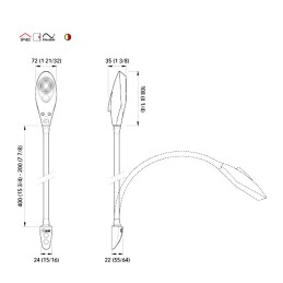 Luce da carteggio LED Bicolore 500mm 12/24V MT2124212