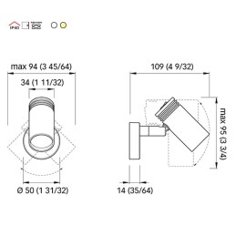 Quick Luce LED JACOB 2.5W Alluminio Lucido con Switch 10-30V BI Caldo