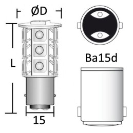 Lampadina LED BA15D 12/24V 2W 140Lm 2700K Bianca Calda OS1444311