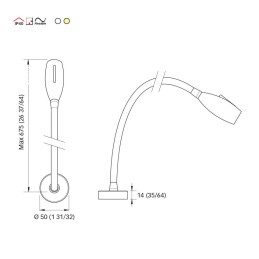 Quick Luce LED da lettura MAYA 60 1.5W Alluminio Cromato 10-30V IP40