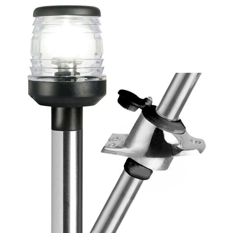 Asta Luminosa Retrattile in acciaio inox con fanalino a 360° 60cm