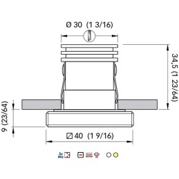 Quick Faretto LED ad Incasso SUGAR HP 3W 10-30V IP65 in Vetro 9mm CO40