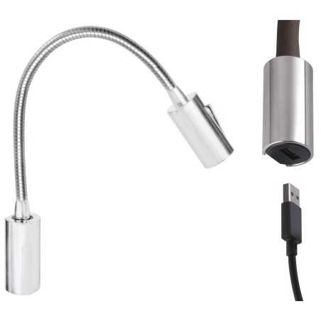 Quick Luce AUDREY WALL USB 1.5W Alluminio Satinato con Switch B.Caldo