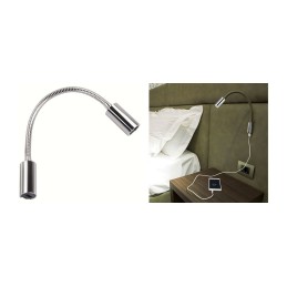 Quick Luce AUDREY WALL USB NS 1.5W Alluminio Cromato 10-30V B.Caldo