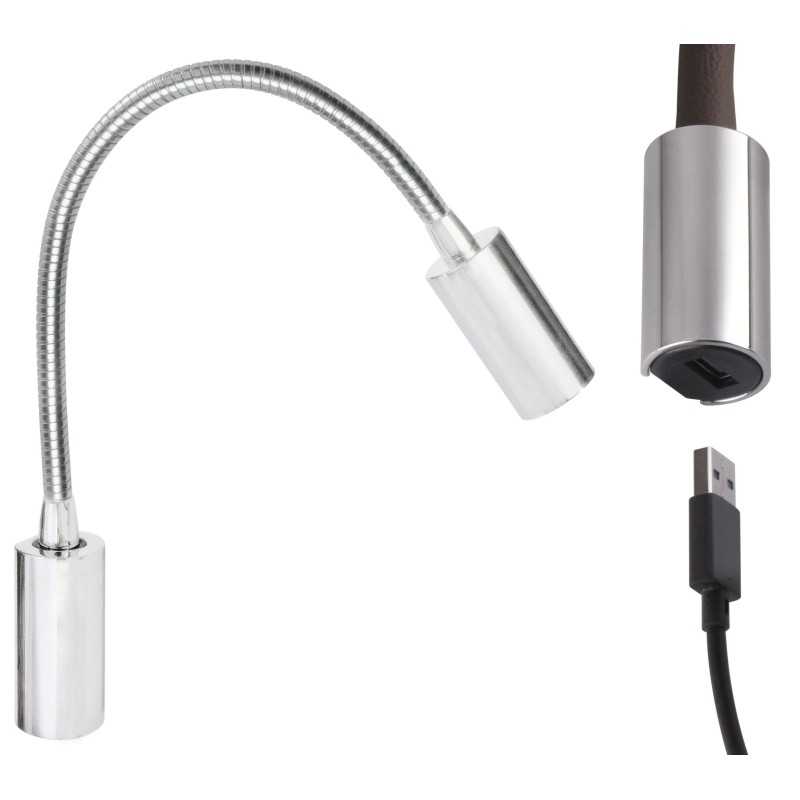 Quick Luce AUDREY WALL USB NS 1.5W Alluminio Satinato IP40 B.Caldo