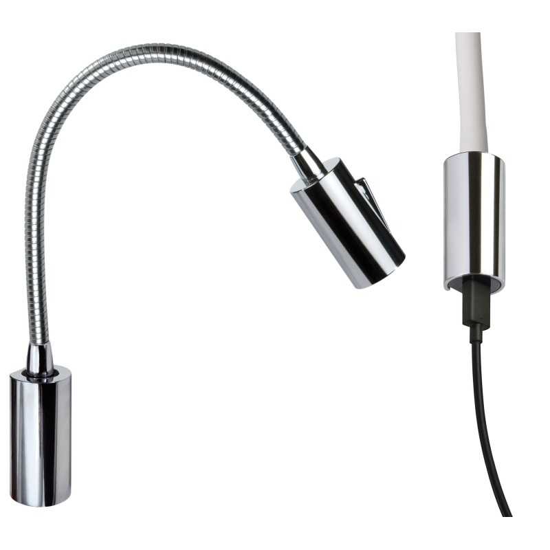 Quick Luce AUDREY WALL USB 1.5W Alluminio Cromato con Switch B.Caldo