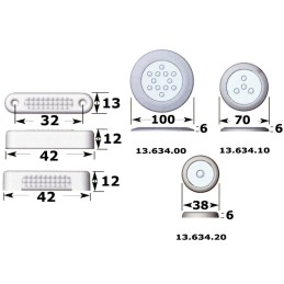 Luce di cortesia Attwood 6 LED 12V 3W Luce Bianca 100mm OS1363400