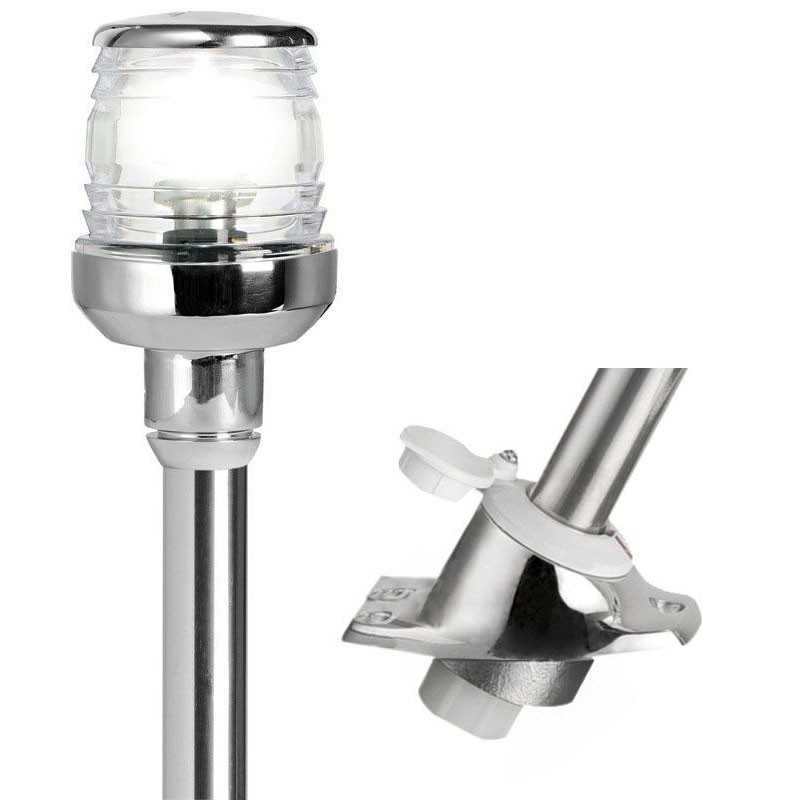 Asta Luminosa Estraibile inox a 360° 60cm con base a scatto inox