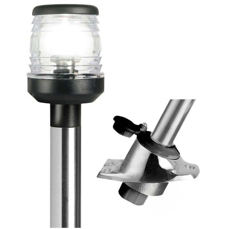 Asta Luminosa Estraibile inox a 360° 60cm con base a scatto nero