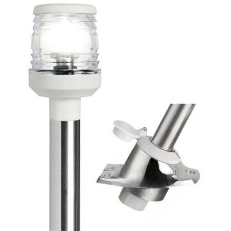 Asta Luminosa Estraibile inox a 360° 60cm con base a scatto bianco