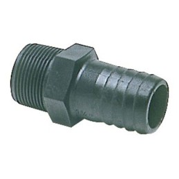 Portagomma maschio 30mm in policarbonato nero Filetto 1 pollice