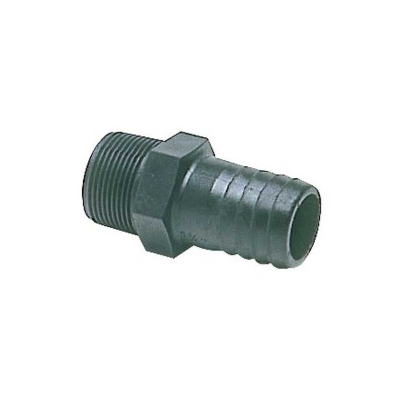 Portagomma maschio 30mm in policarbonato nero Filetto 1 pollice