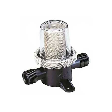 Filtro per acqua sanitaria con filtrante Inox h90mm Uscite Ø12.5mm