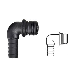 Raccordo Portagomma 14mm a 90° in plastica nera N43838623036