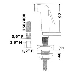 Doccetta Utility tubo PVC retinato 4m con supporto da coperta