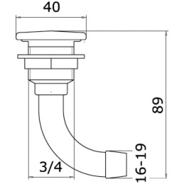 Sfiato carburante in ottone cromato Full Flush 90° Portagomma