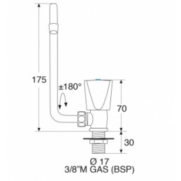 Rubinetto Singolo Destro RM5500 Cromato con Canna Abbattibile h170mm