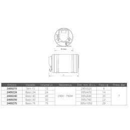 Boiler Slim Isotemp Basic 15Lt in rame ricoperto da nichel FNI2400215