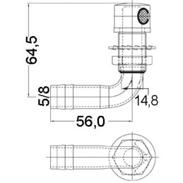 Sfiato carburante in acciaio inox Angolato 90° per tubo 16mm OS2028801