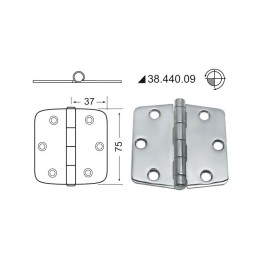 Cerniera in acciaio inox 74x74mm Spessore 2mm OS3844009