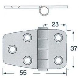 Cerniera in acciaio inox 55x39mm Spessore 2mm OS3884051