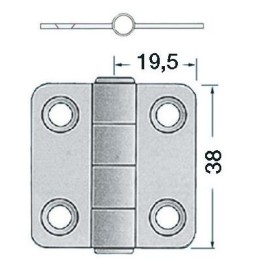 Cerniera in acciaio inox 38x39mm Spessore 2mm OS3884058