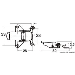 Chiusura Inox a leva per cofani portelli 69mm Carico max 100kg