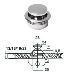 Pomello in ottone cromato per portelli fino a Ø23mm OS3818100