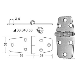 Cerniera in acciaio inox 97x38mm Spessore 2,5mm N60242240106